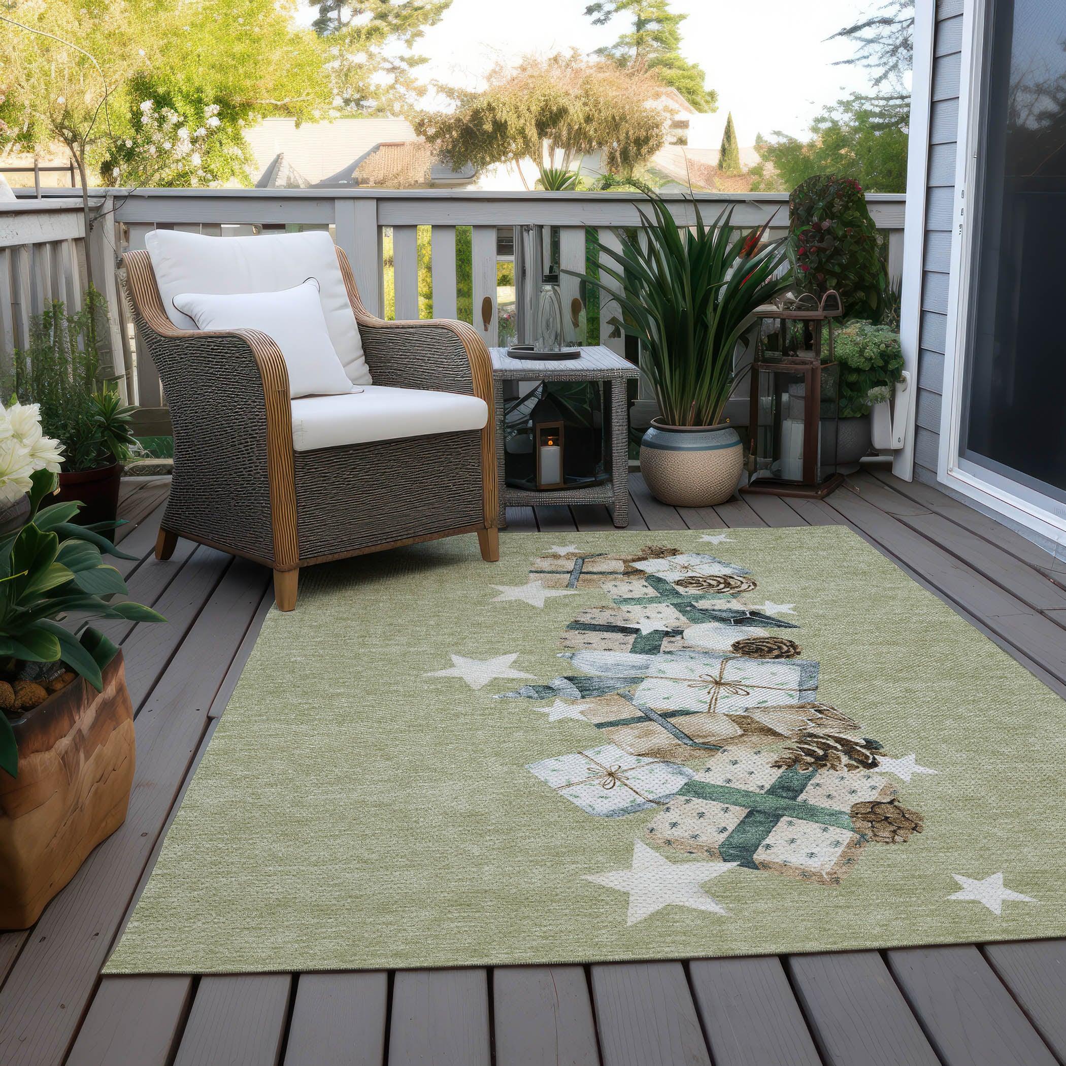 Addison Rugs Raeain Green Washable Indoor-Outdoor Rug