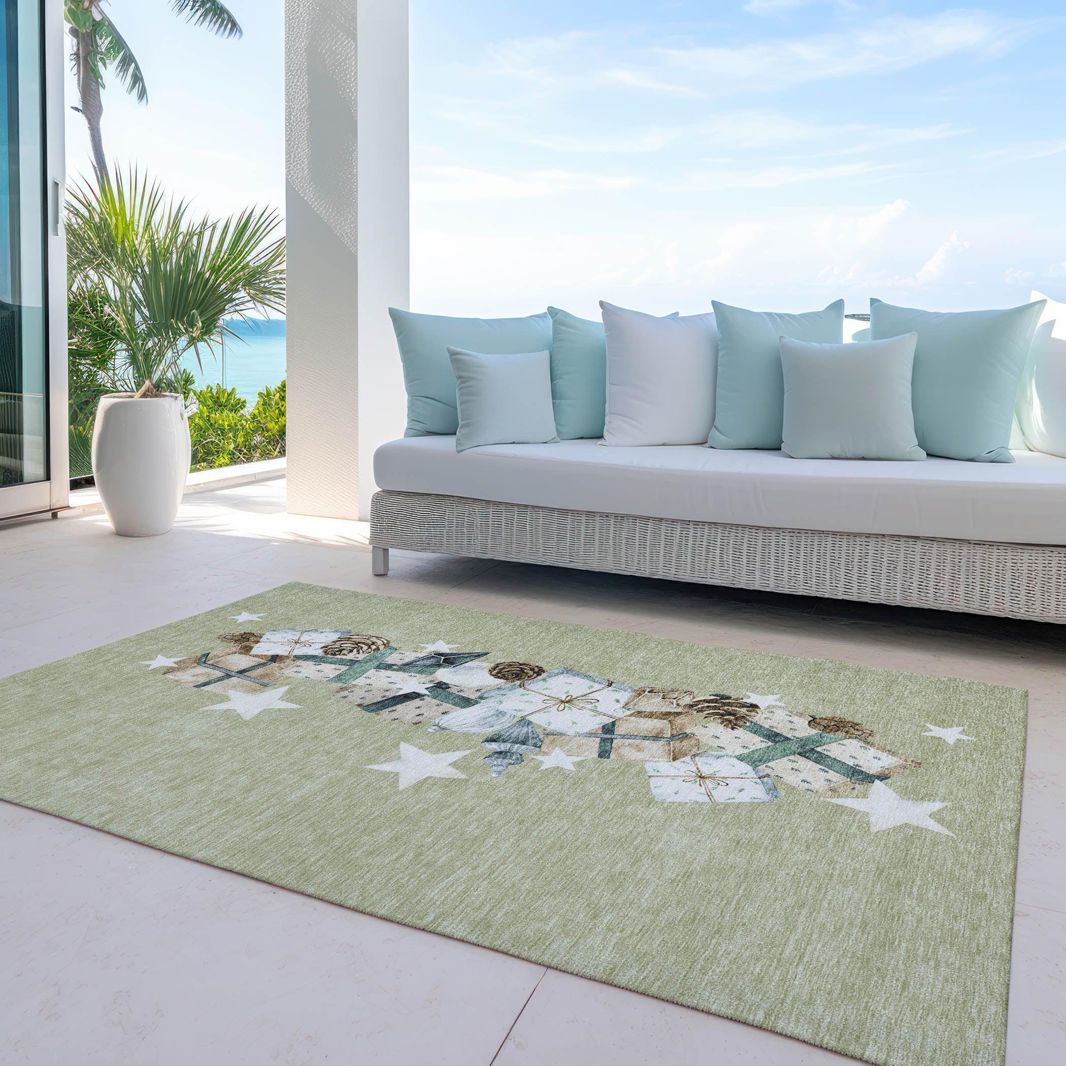 Addison Rugs Raeain Green Washable Indoor-Outdoor Rug