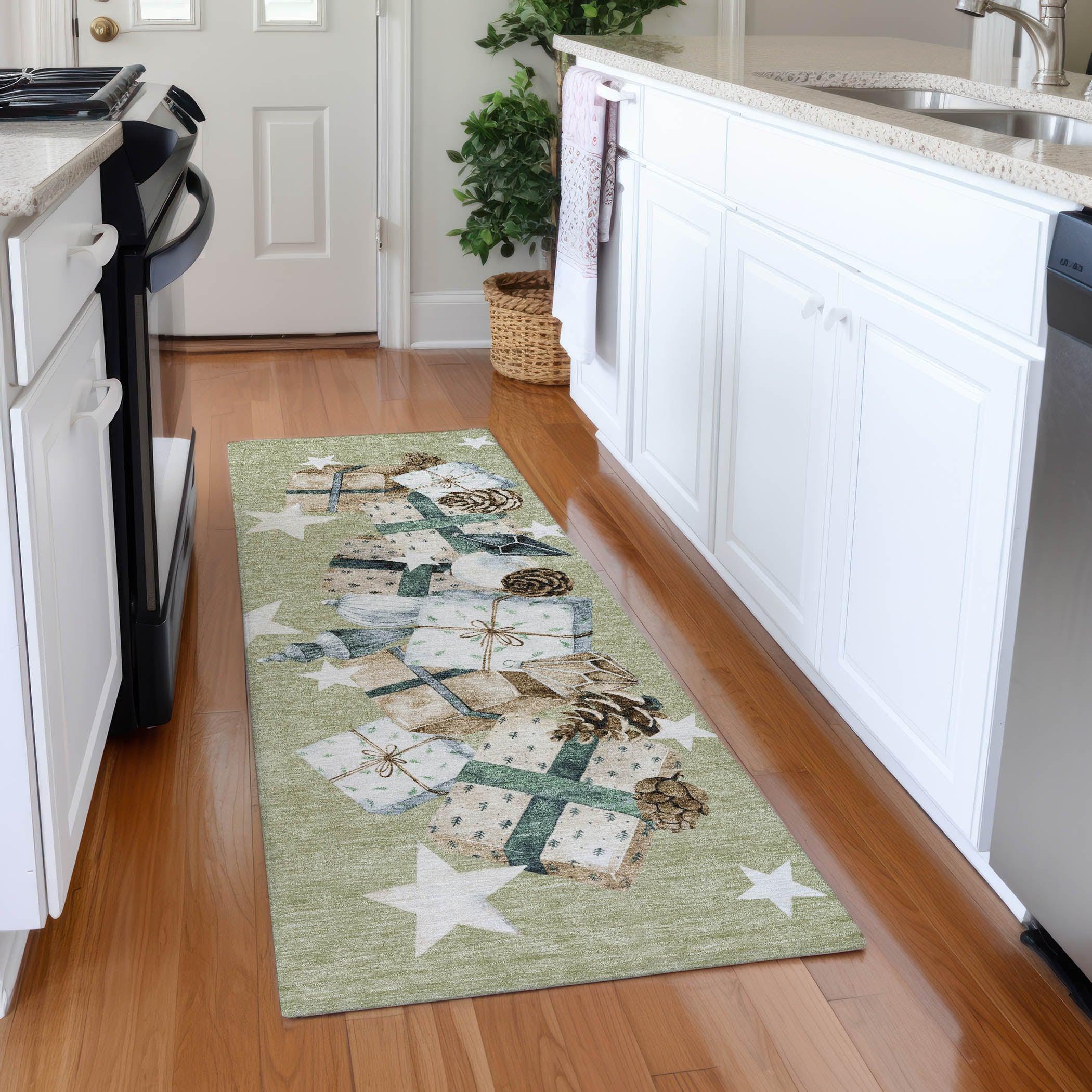 Addison Rugs Raeain Green Washable Indoor-Outdoor Rug