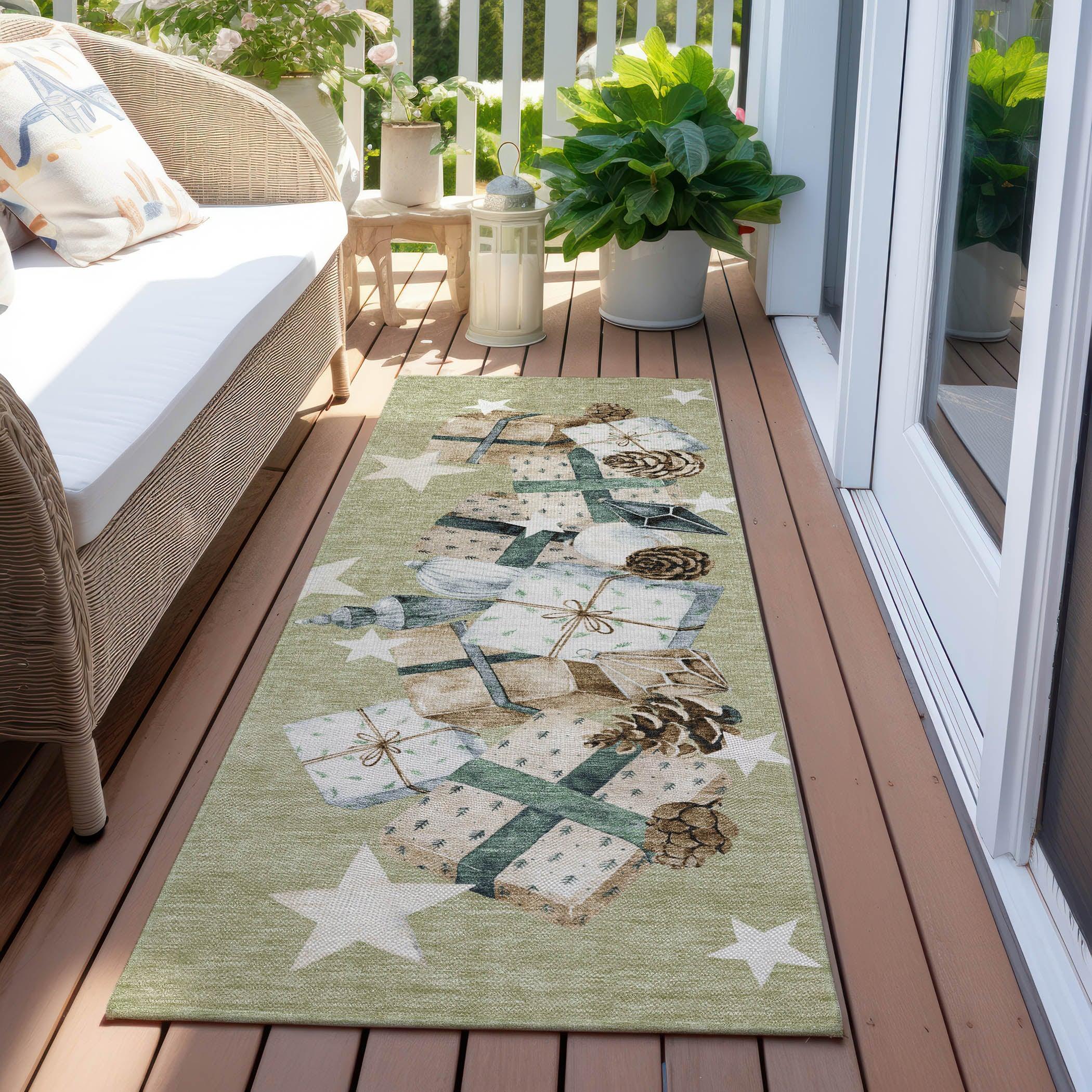 Addison Rugs Raeain Green Washable Indoor-Outdoor Rug