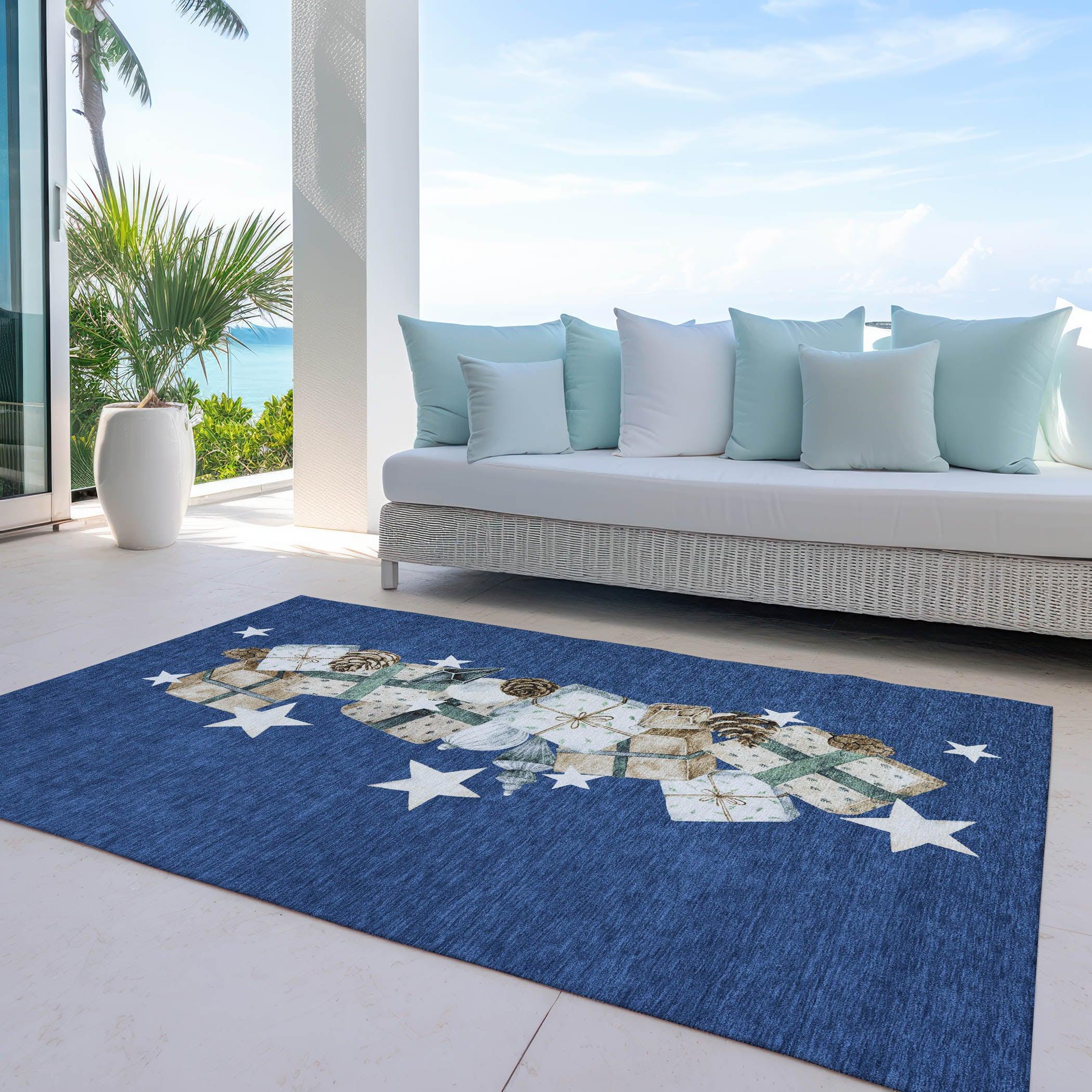 Addison Rugs Raeain Navy Washable Indoor-Outdoor Rug