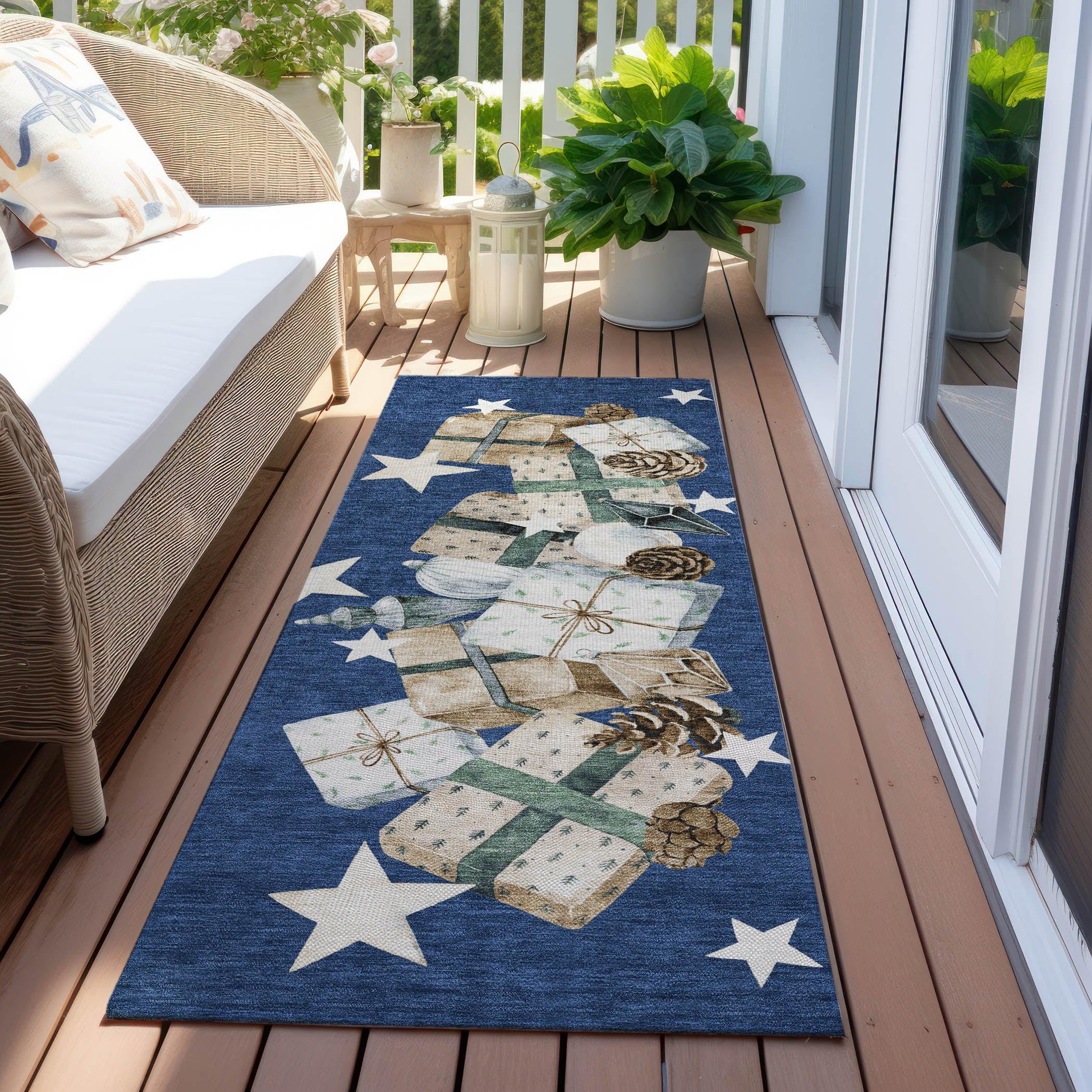 Addison Rugs Raeain Navy Washable Indoor-Outdoor Rug