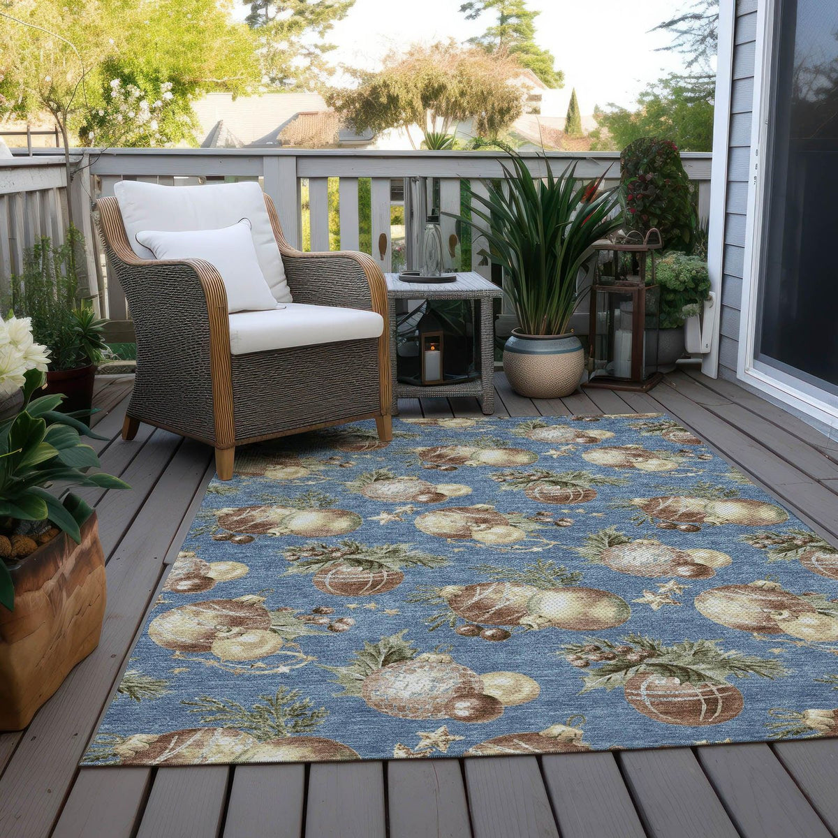 Addison Rugs Raearis Blue Washable Indoor-Outdoor Rug