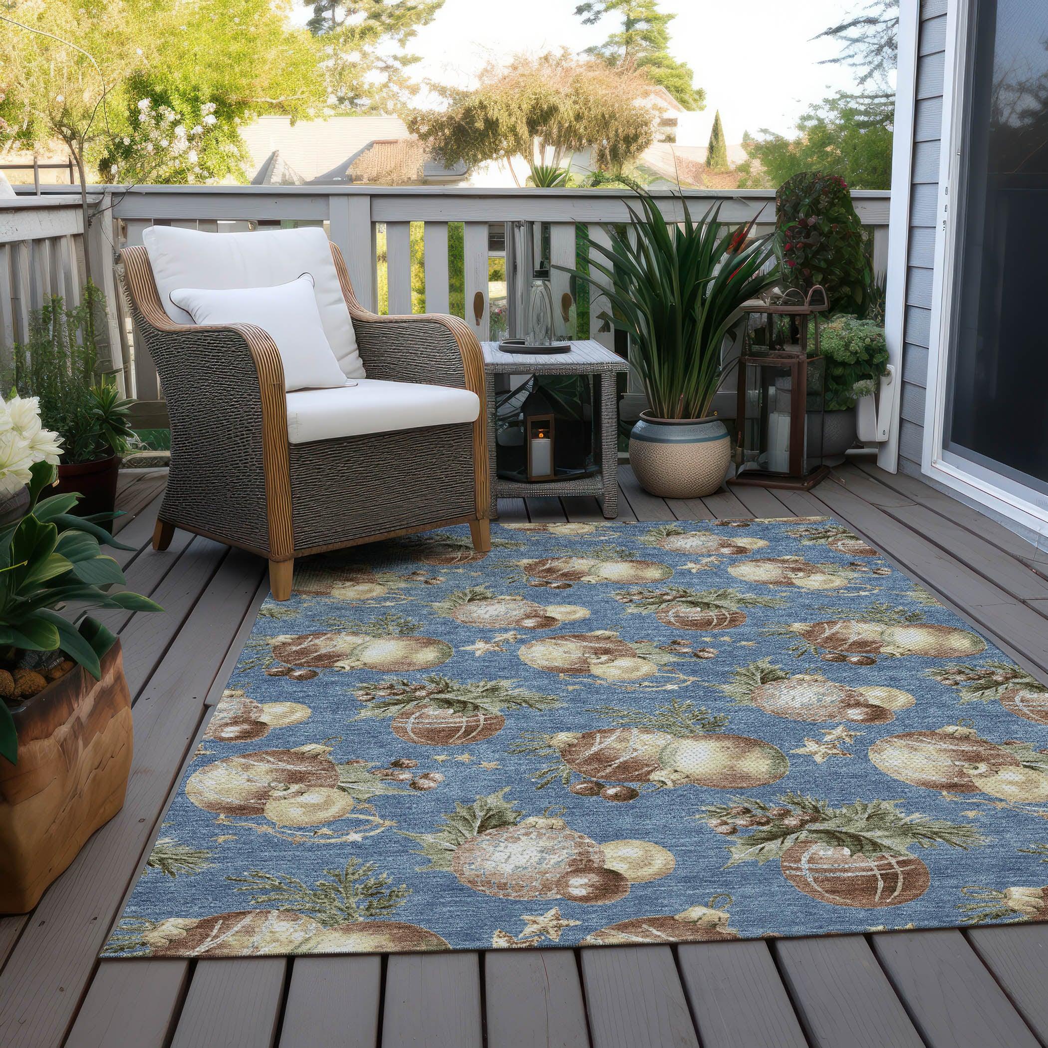 Addison Rugs Raearis Blue Washable Indoor-Outdoor Rug