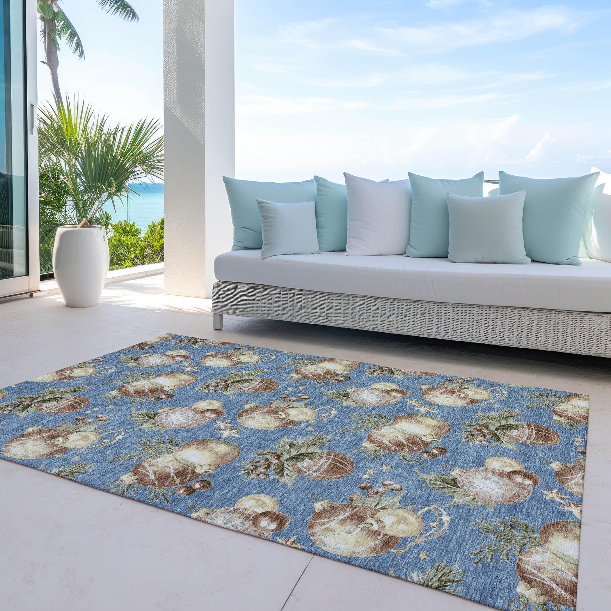 Addison Rugs Raearis Blue Washable Indoor-Outdoor Rug