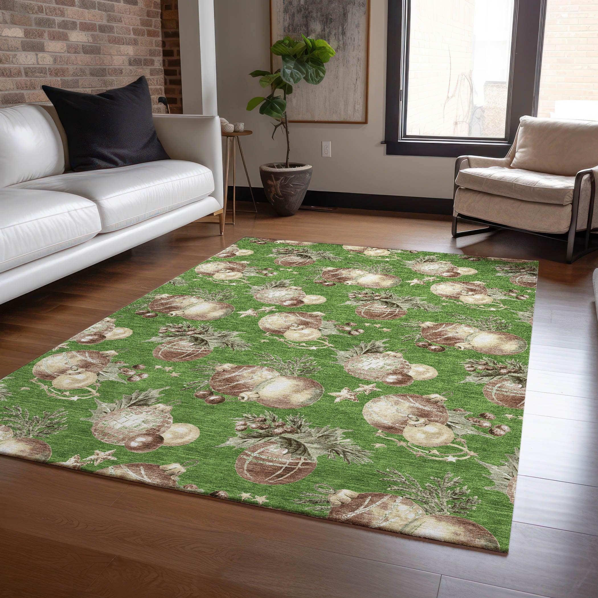 Addison Rugs Raearis Green Washable Indoor-Outdoor Rug
