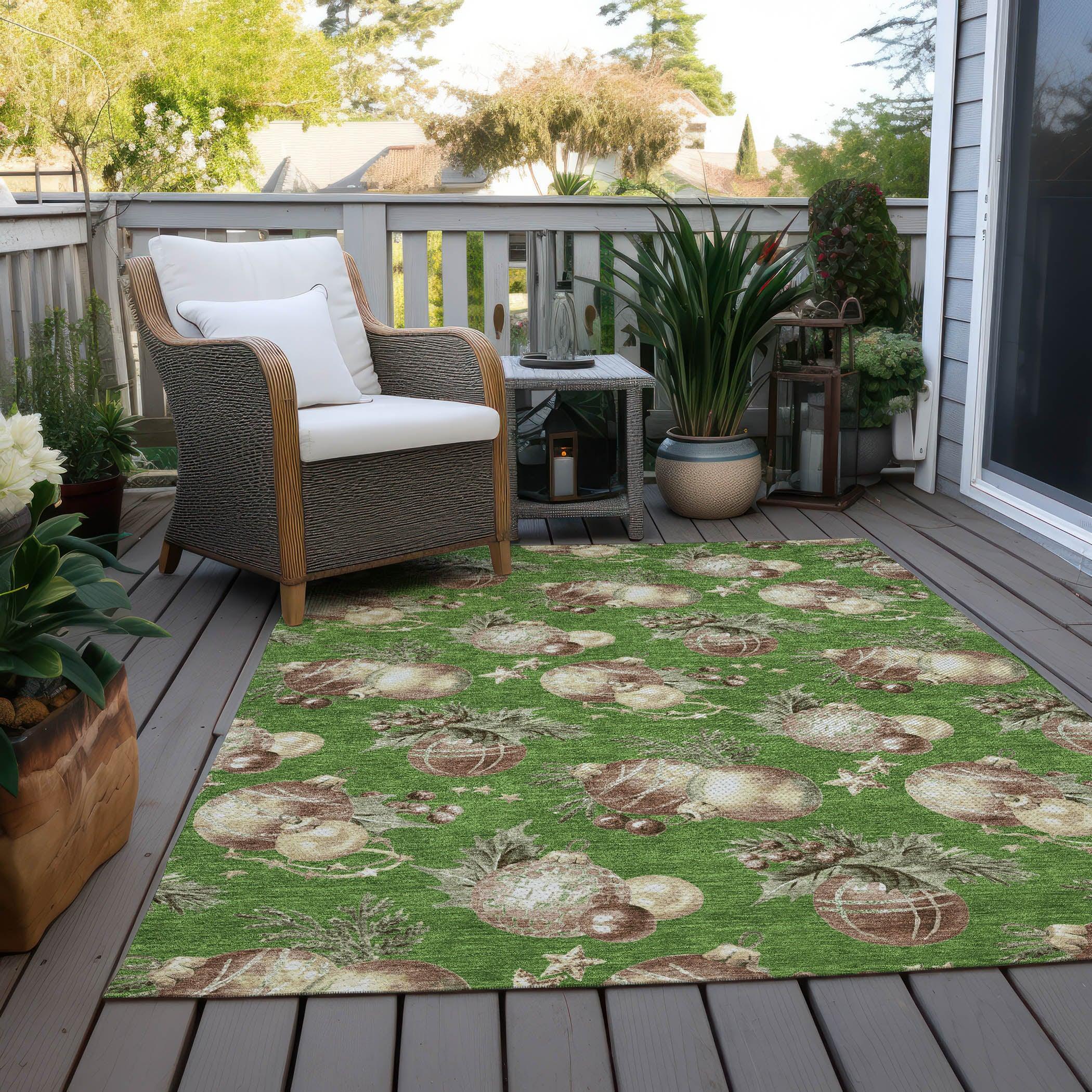 Addison Rugs Raearis Green Washable Indoor-Outdoor Rug