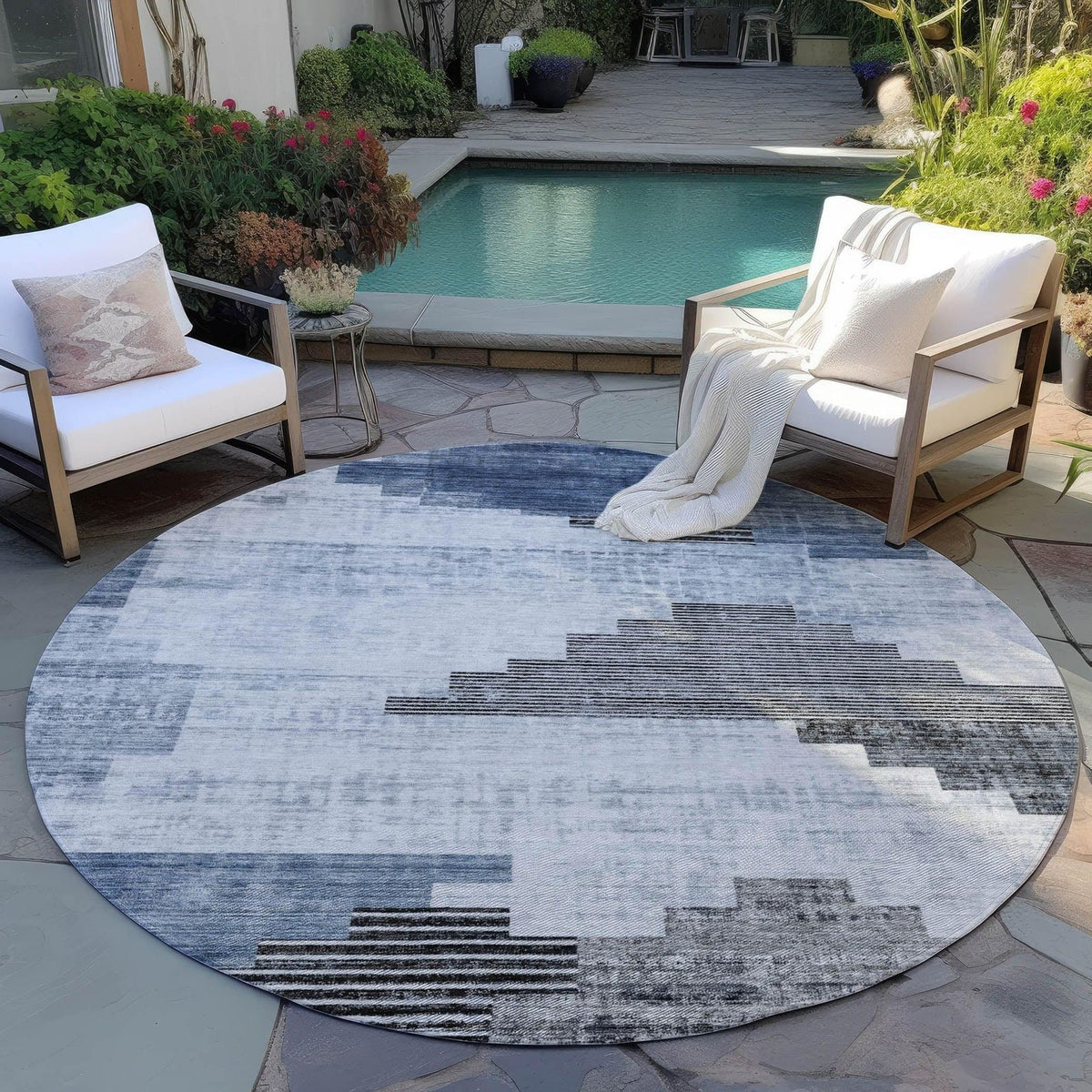 Addison Rugs Raeel Blue Washable Indoor-Outdoor Rug