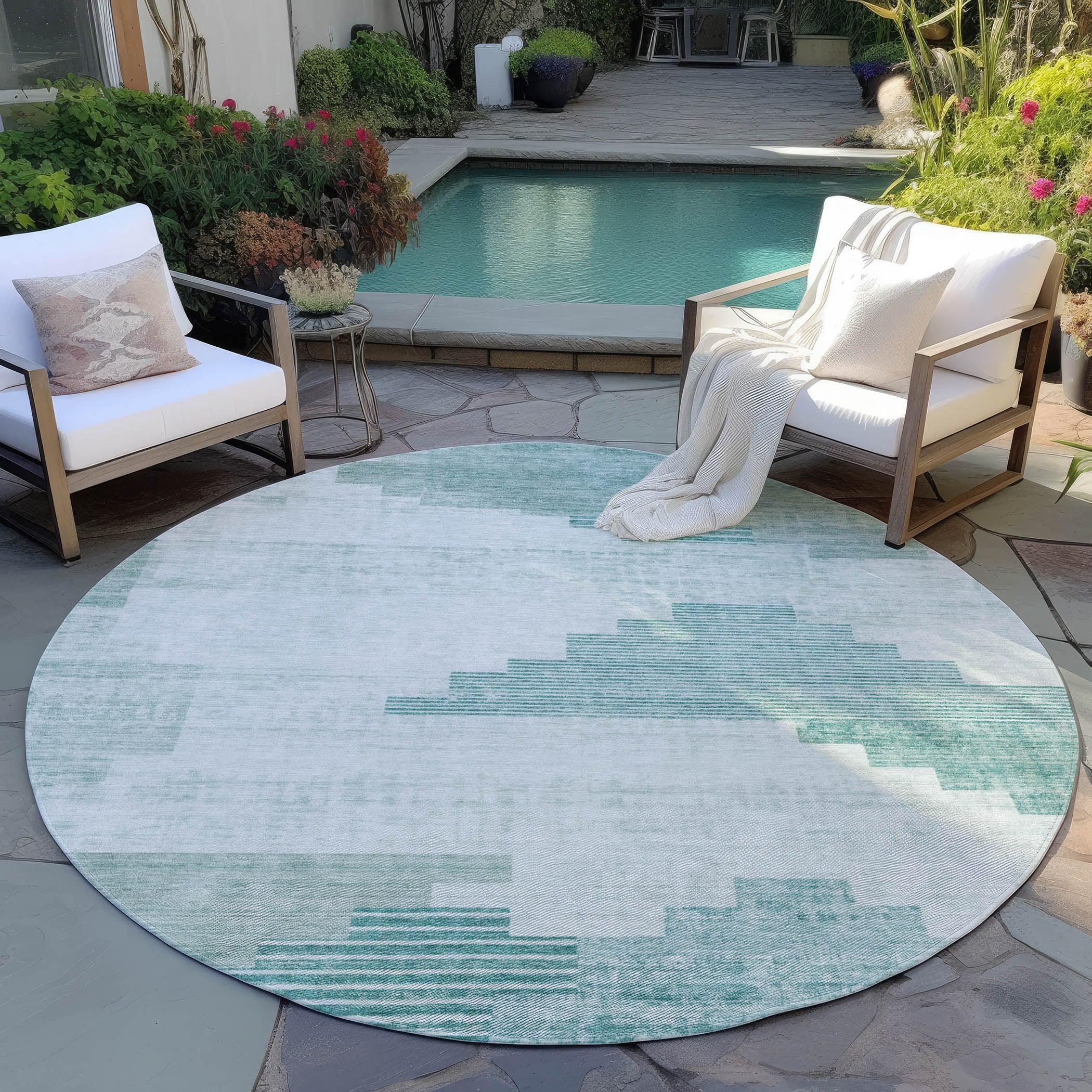Addison Rugs Raeel Teal Washable Indoor-Outdoor Rug