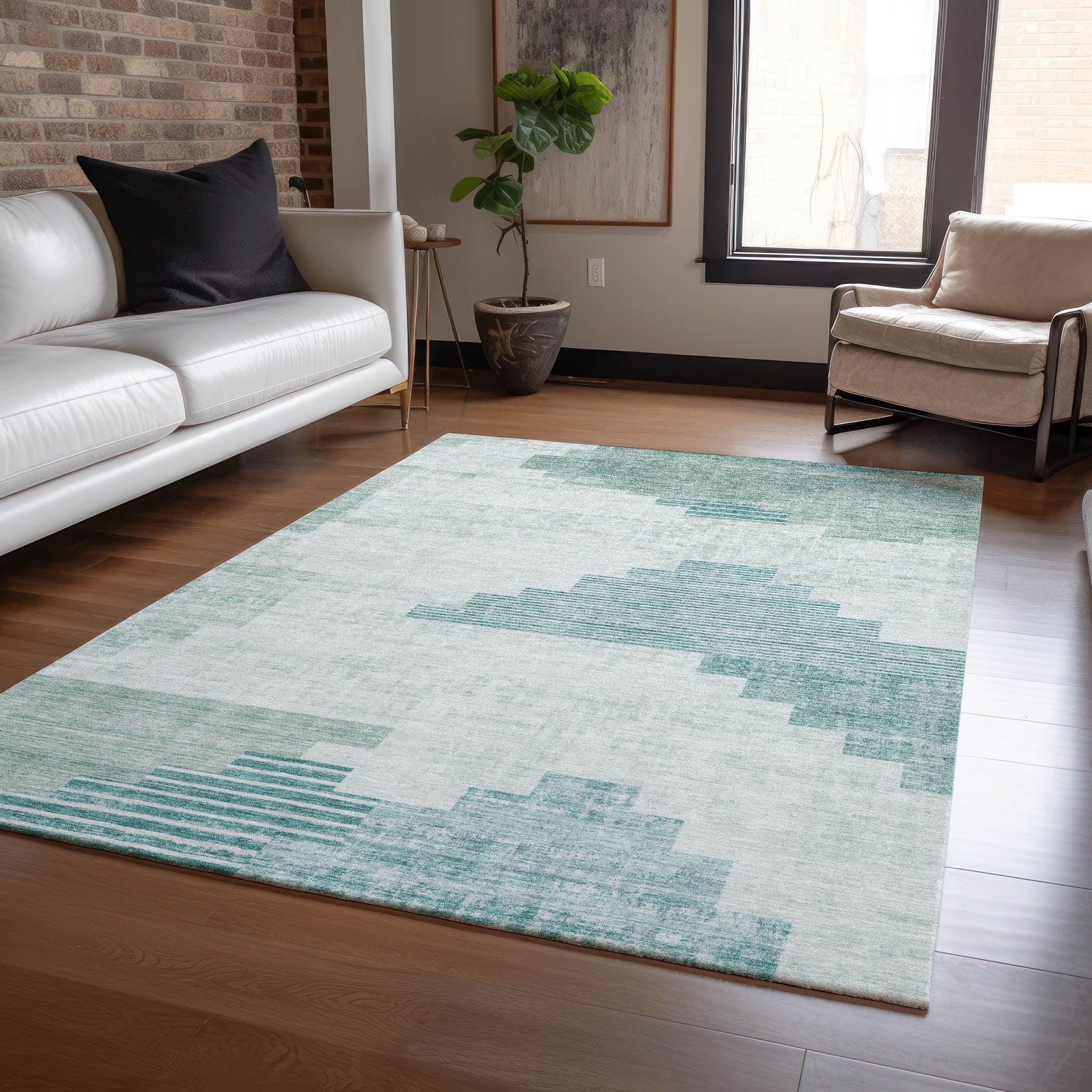 Addison Rugs Raeel Teal Washable Indoor-Outdoor Rug