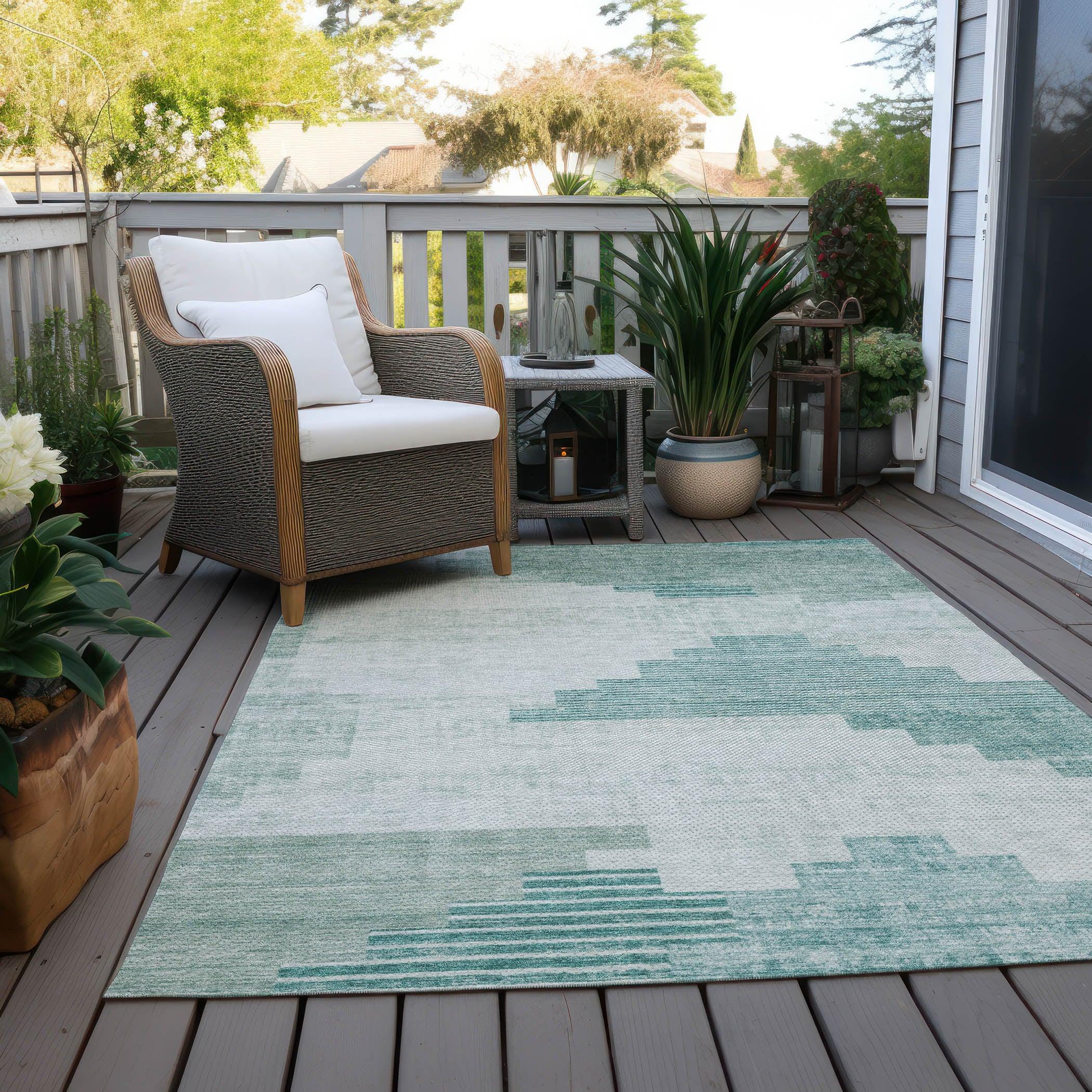 Addison Rugs Raeel Teal Washable Indoor-Outdoor Rug
