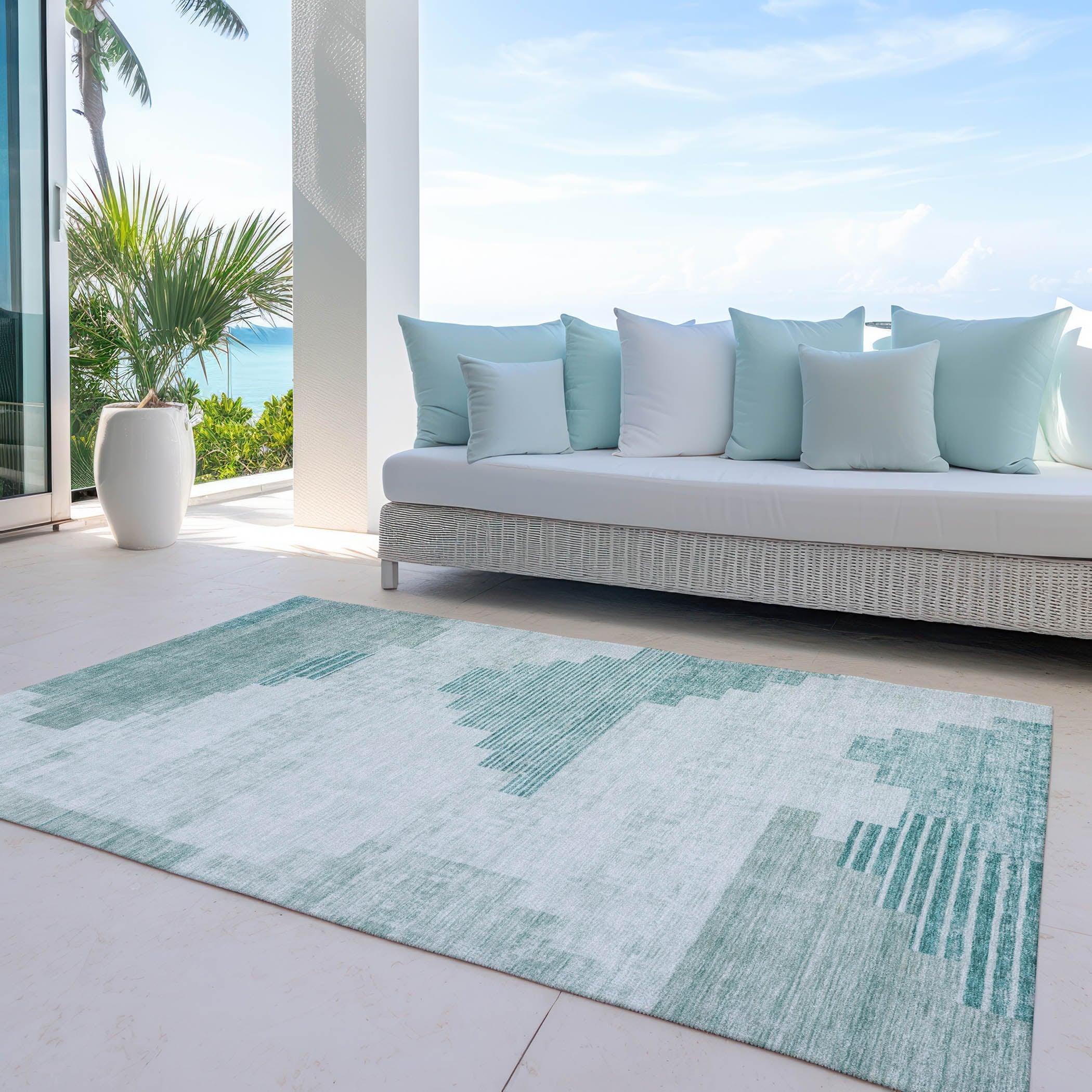 Addison Rugs Raeel Teal Washable Indoor-Outdoor Rug