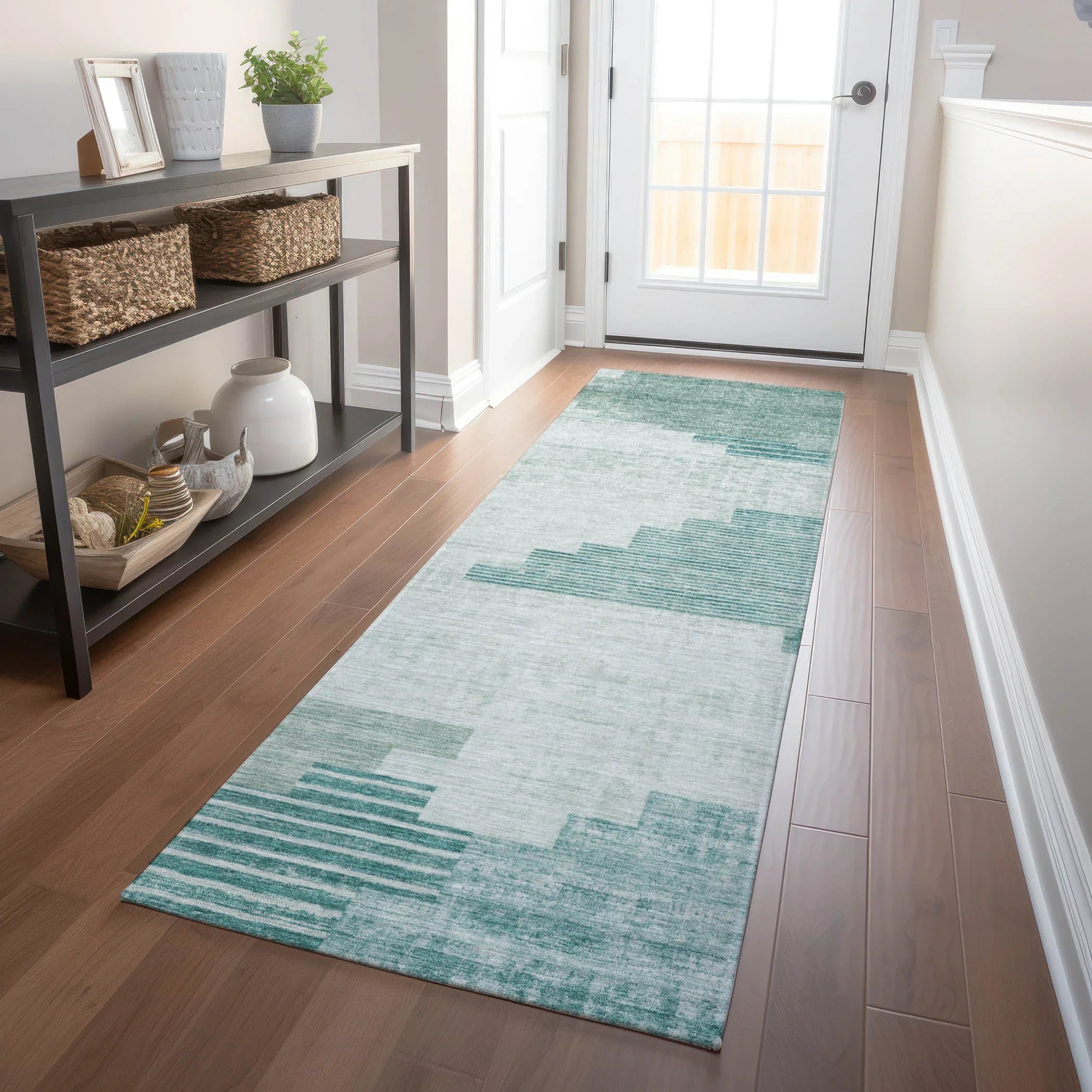 Addison Rugs Raeel Teal Washable Indoor-Outdoor Rug