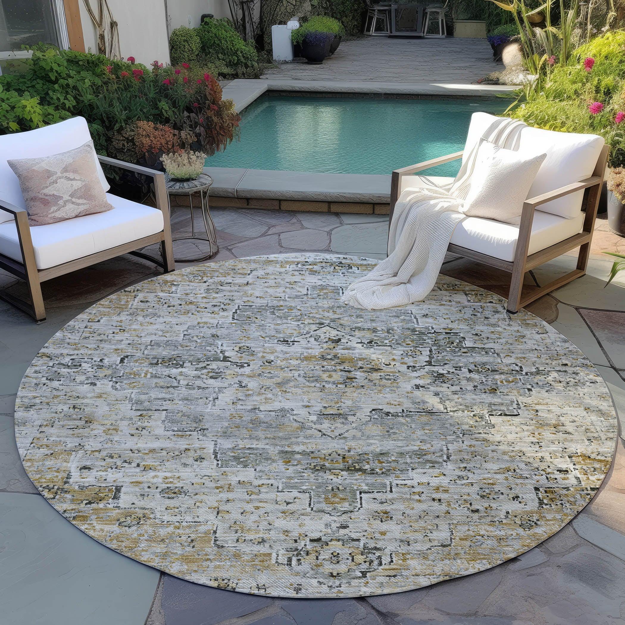 Raeor Brown Washable Indoor-Outdoor Rug