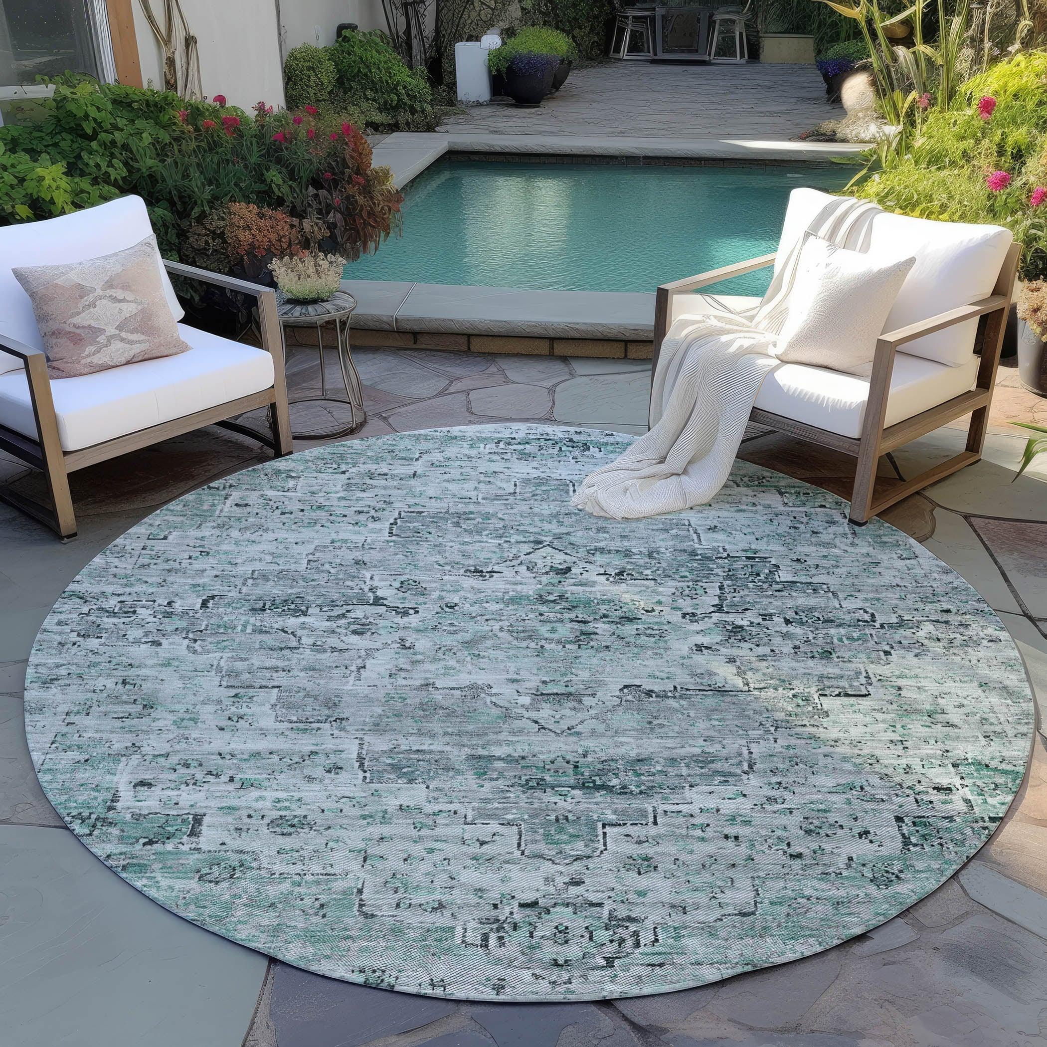Addison Rugs Raeor Teal Washable Indoor-Outdoor Rug