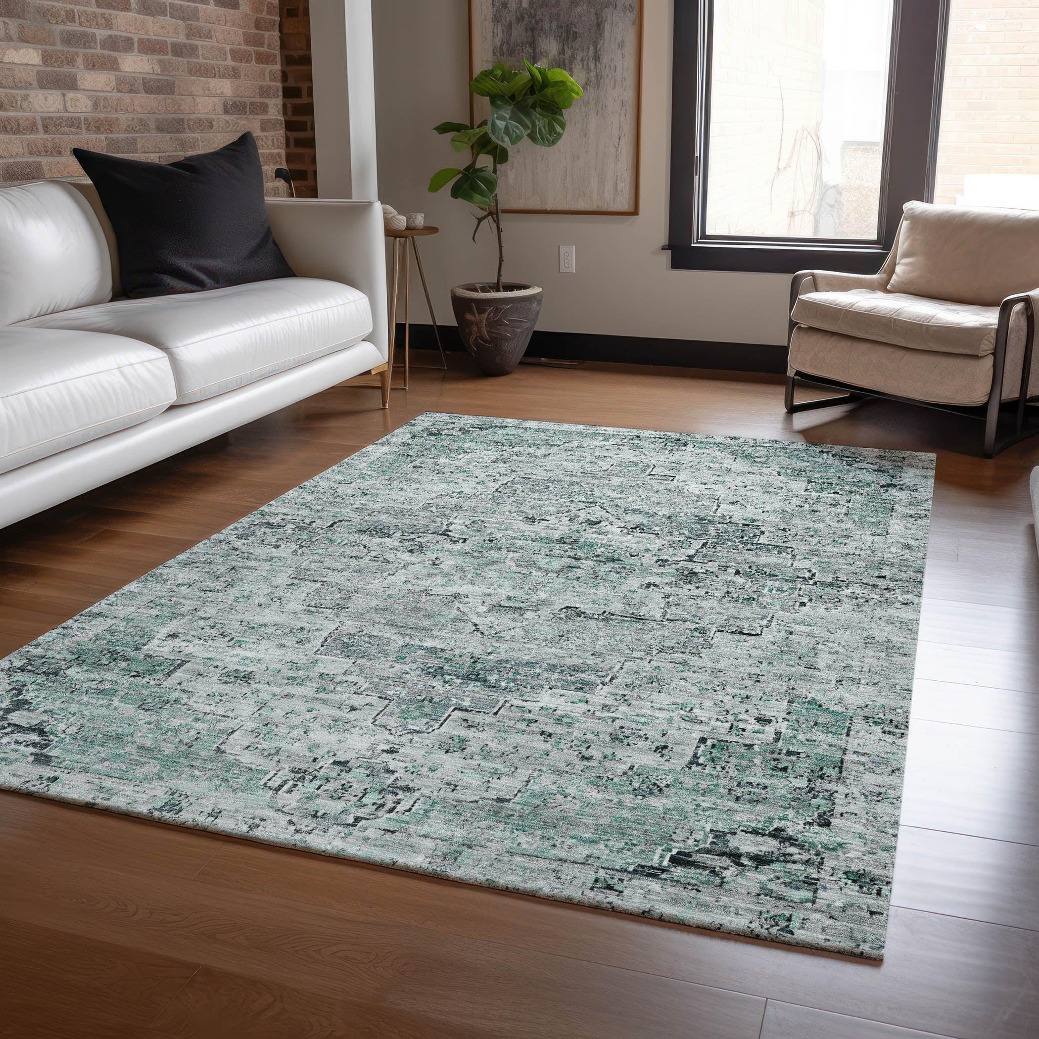 Addison Rugs Raeor Teal Washable Indoor-Outdoor Rug