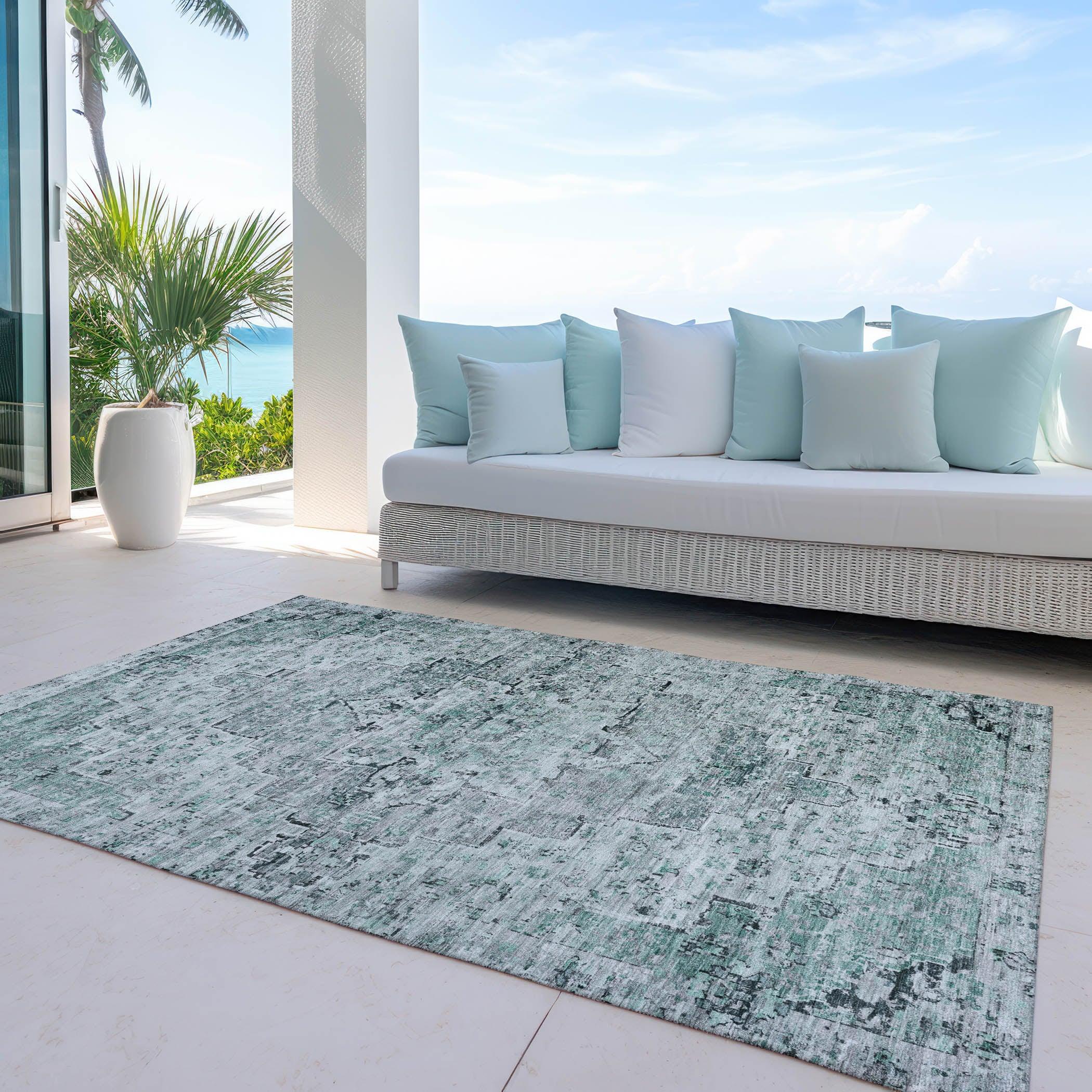 Addison Rugs Raeor Teal Washable Indoor-Outdoor Rug