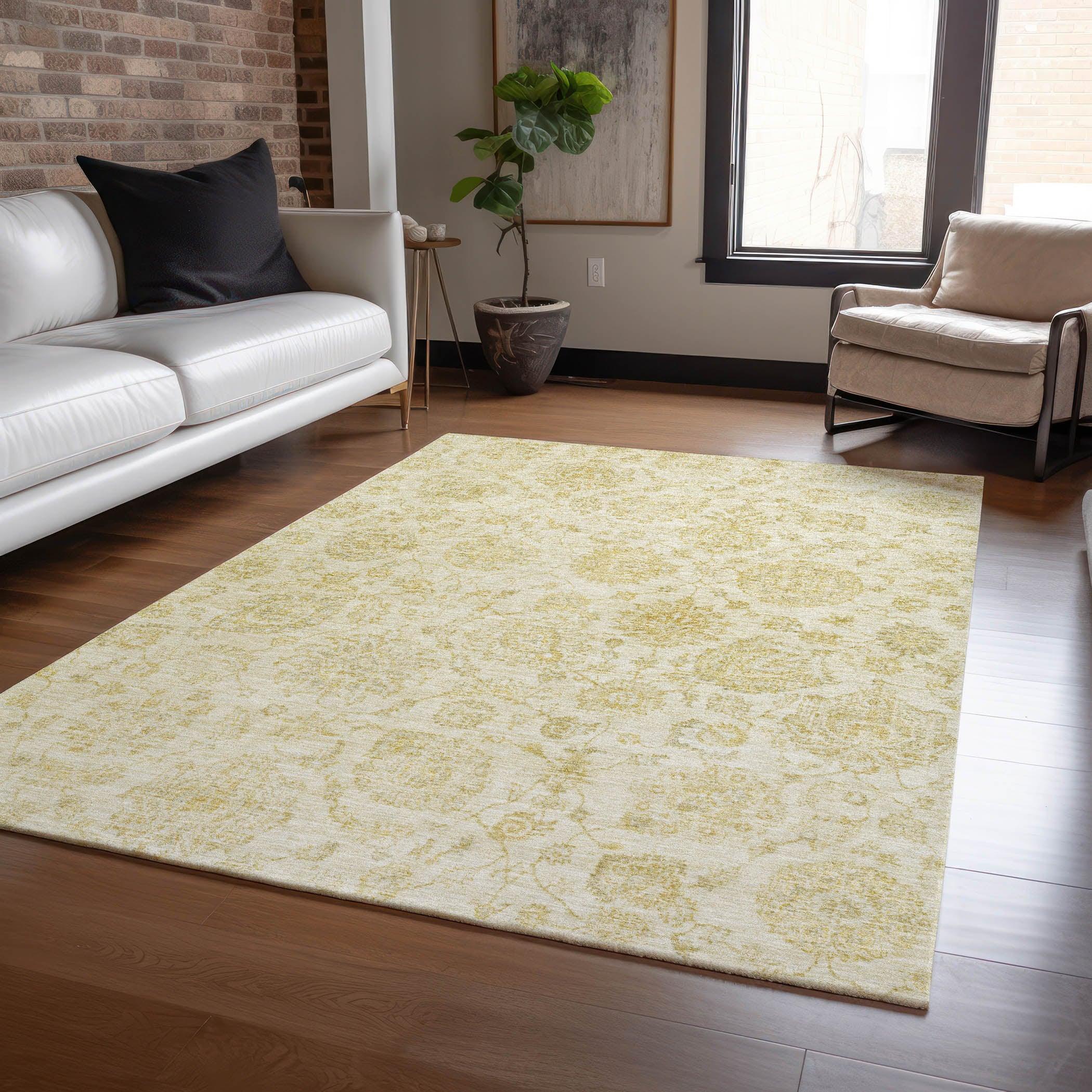 Addison Rugs Raeora Gold Washable Indoor-Outdoor Rug