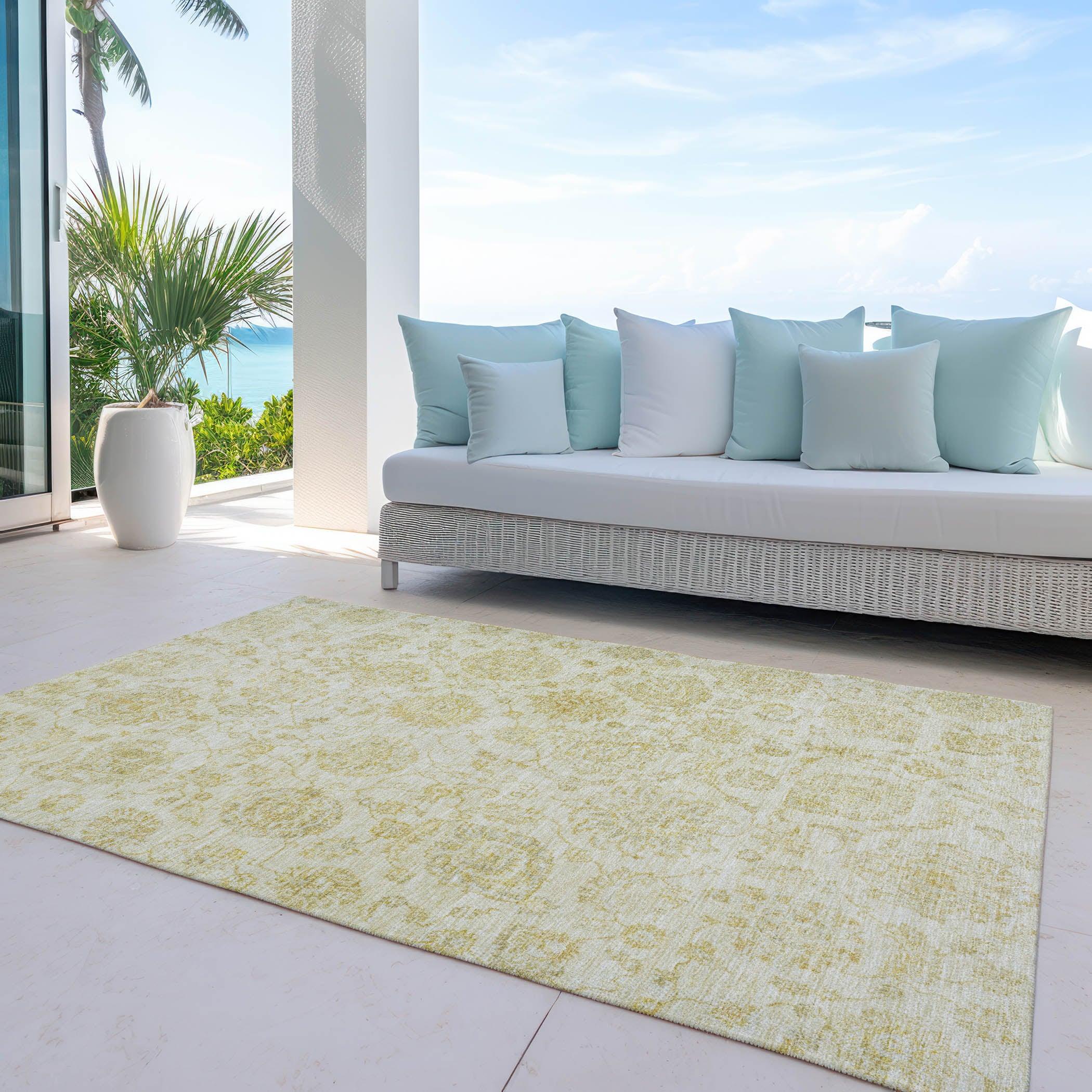 Addison Rugs Raeora Gold Washable Indoor-Outdoor Rug