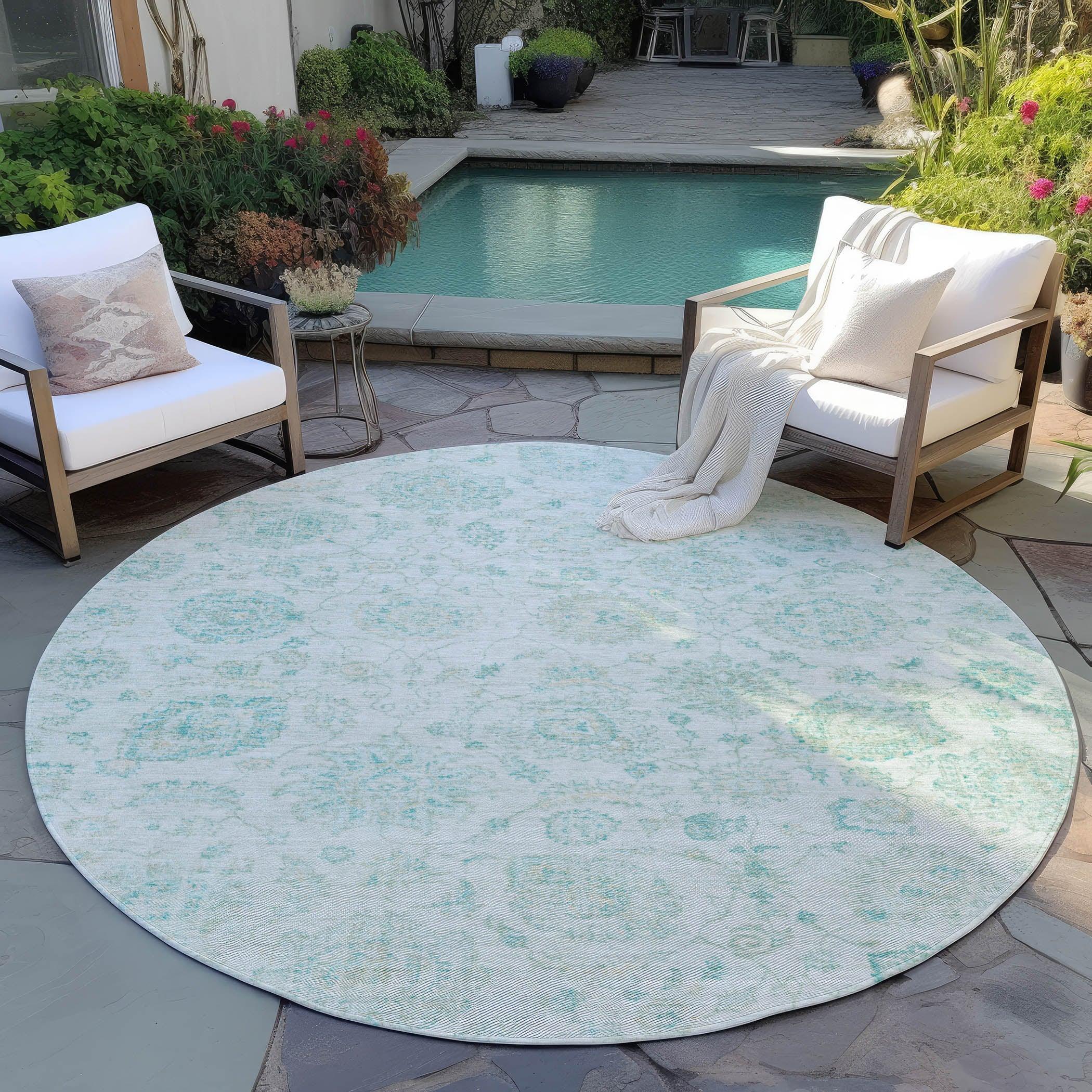 Addison Rugs Raeora Teal Washable Indoor-Outdoor Rug