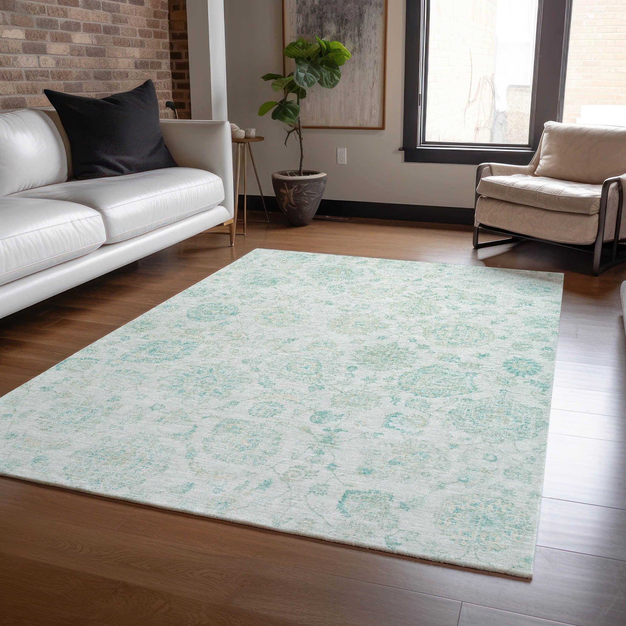 Addison Rugs Raeora Teal Washable Indoor-Outdoor Rug