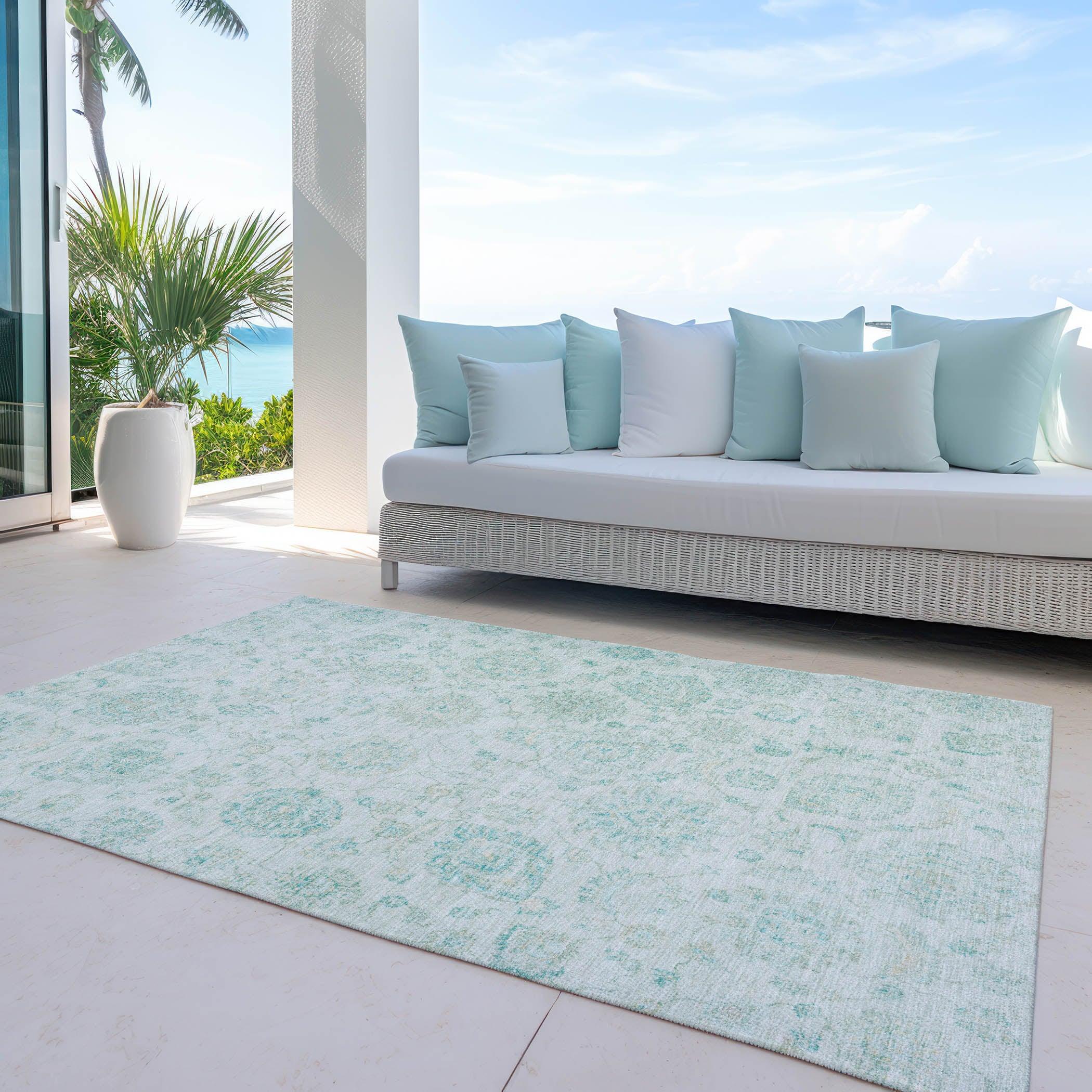 Addison Rugs Raeora Teal Washable Indoor-Outdoor Rug