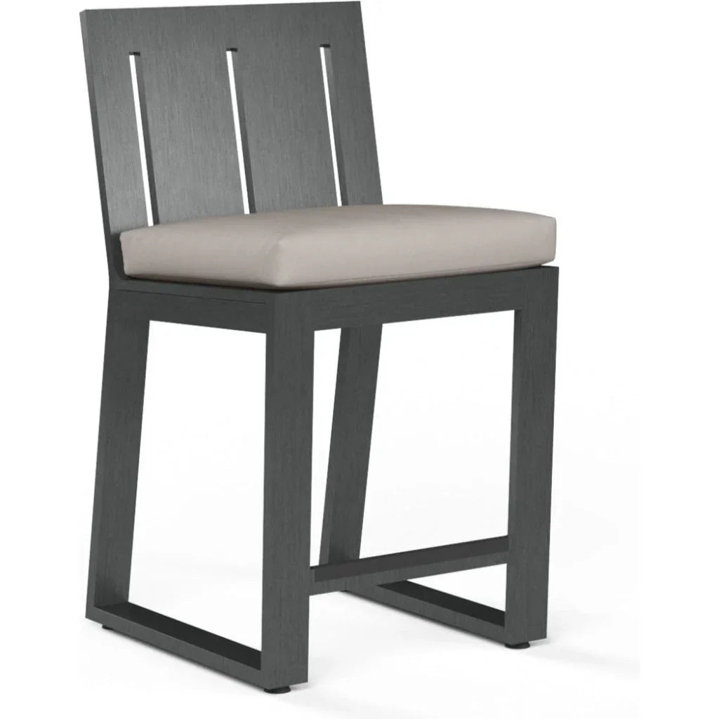 Redondo Sunbrella Outdoor Barstool-Outdoor Bar Stools-Sunset West-Canvas Natural-LOOMLAN