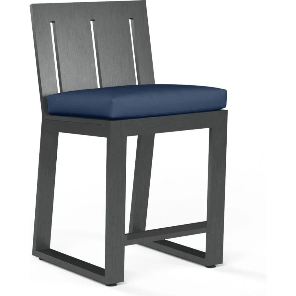 Redondo Sunbrella Outdoor Barstool-Outdoor Bar Stools-Sunset West-Spectrum Indigo-LOOMLAN