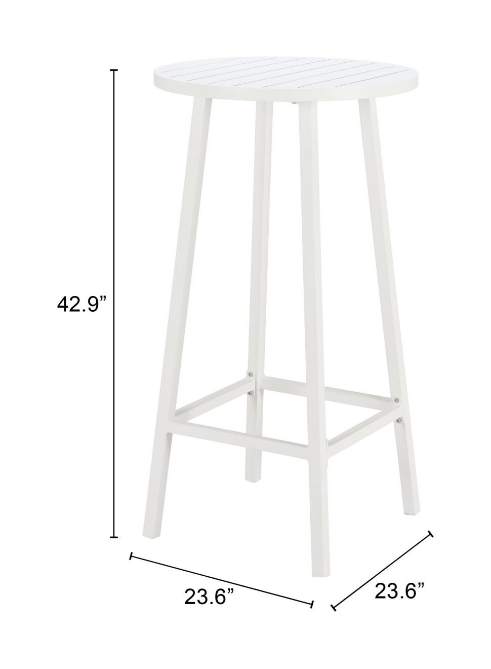 Zuo Modern Ren Aluminum White Outdoor Bar Table
