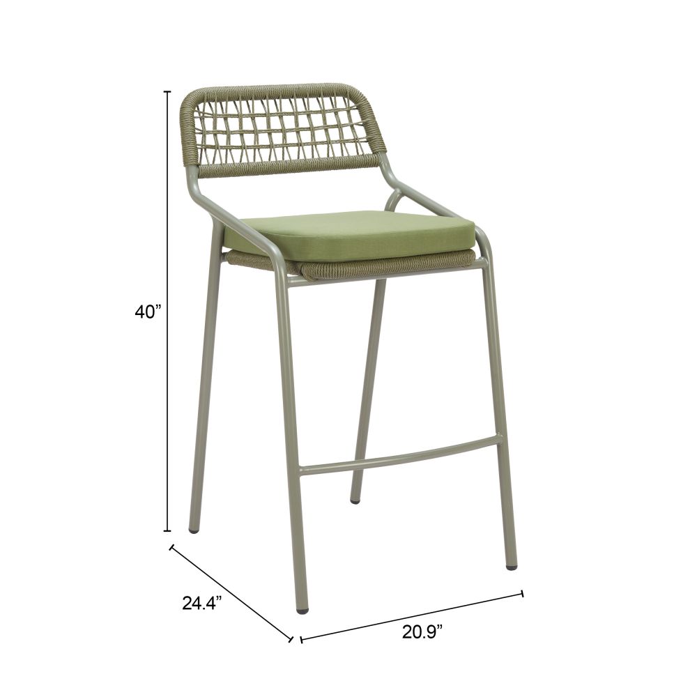 Zuo Modern Rio Olefin Fabric Outdoor Barstool 2PC