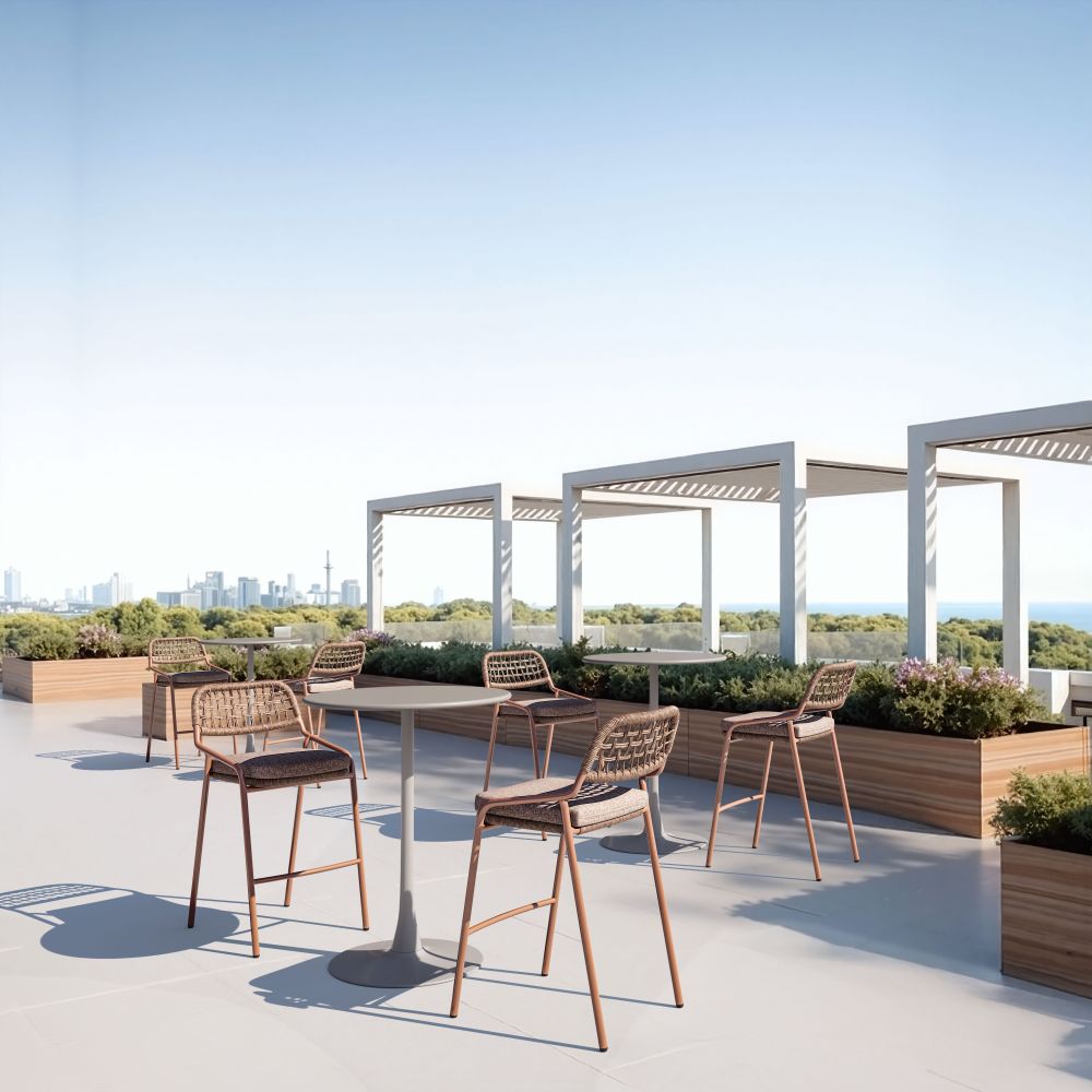 Zuo Modern Rio Olefin Fabric Outdoor Barstool 2PC