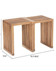 Zuo Modern Riviera Natural Wooden Extendable Outdoor Stool 2PC