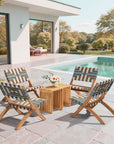 Zuo Modern Riviera Natural Wooden Extendable Outdoor Stool 2PC