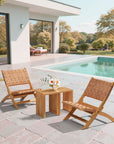 Zuo Modern Riviera Natural Wooden Extendable Outdoor Stool 2PC