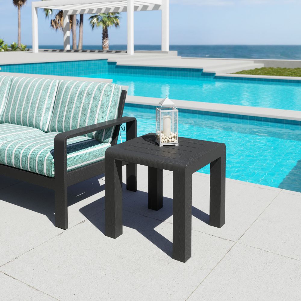 Zuo Modern Rolig Aluminum Black Outdoor Side Table