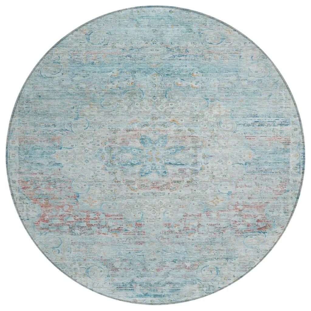 LOOMLAN Rugs Rosantha Blue Washable Indoor-Outdoor Rug