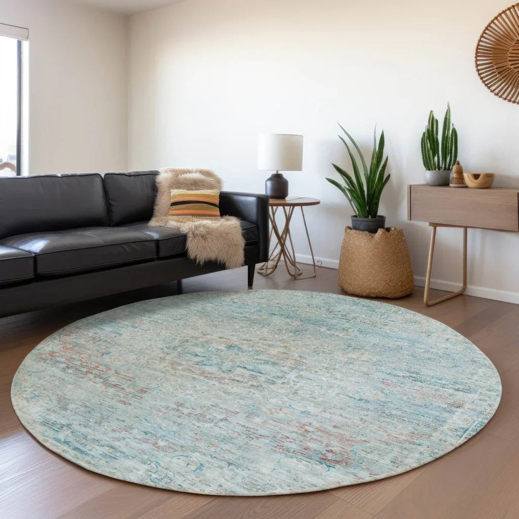 LOOMLAN Rugs Rosantha Blue Washable Indoor-Outdoor Rug