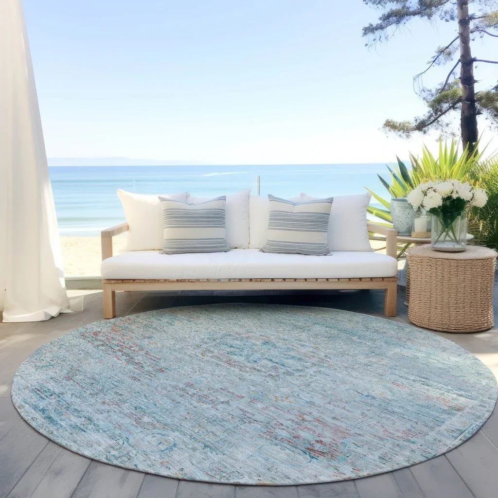 LOOMLAN Rugs Rosantha Blue Washable Indoor-Outdoor Rug