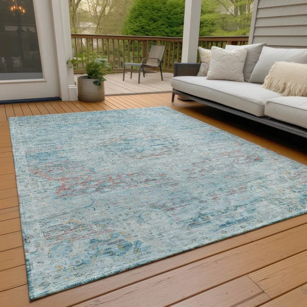 LOOMLAN Rugs Rosantha Blue Washable Indoor-Outdoor Rug