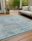 LOOMLAN Rugs Rosantha Blue Washable Indoor-Outdoor Rug
