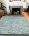 LOOMLAN Rugs Rosantha Blue Washable Indoor-Outdoor Rug
