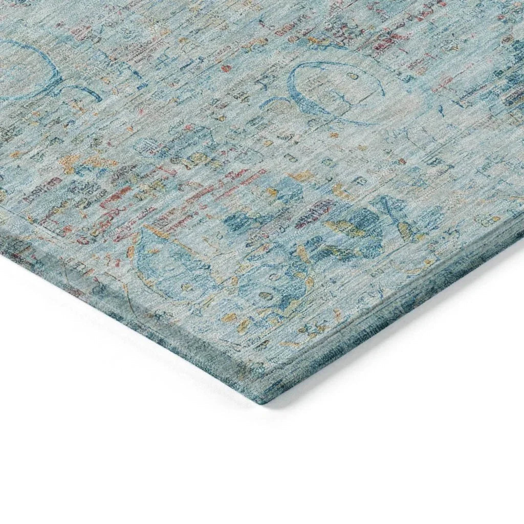 LOOMLAN Rugs Rosantha Blue Washable Indoor-Outdoor Rug