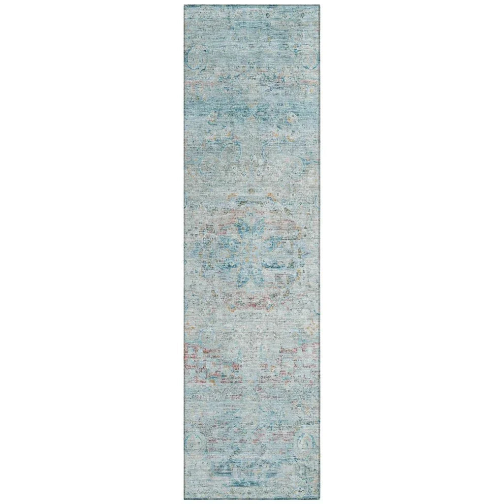 LOOMLAN Rugs Rosantha Blue Washable Indoor-Outdoor Rug