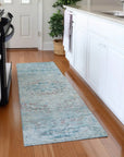 LOOMLAN Rugs Rosantha Blue Washable Indoor-Outdoor Rug
