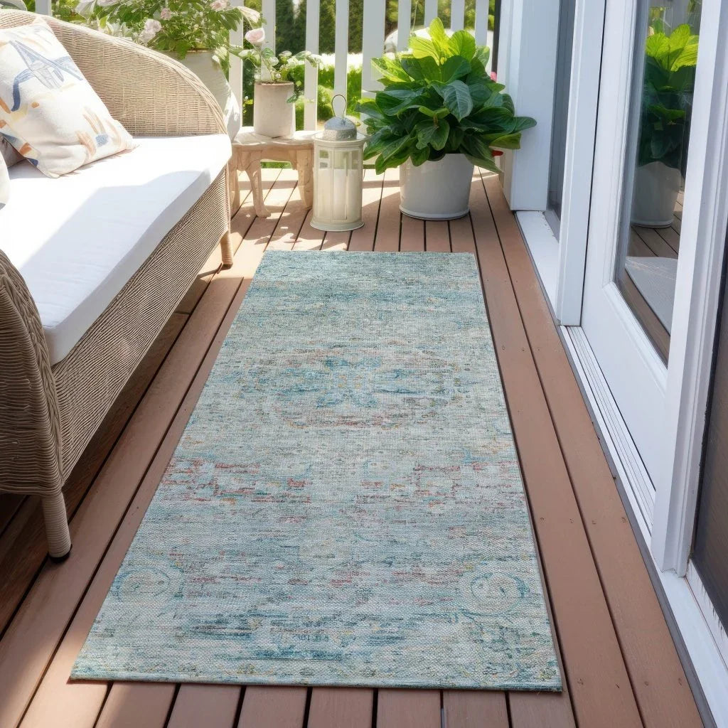 LOOMLAN Rugs Rosantha Blue Washable Indoor-Outdoor Rug