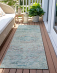 LOOMLAN Rugs Rosantha Blue Washable Indoor-Outdoor Rug