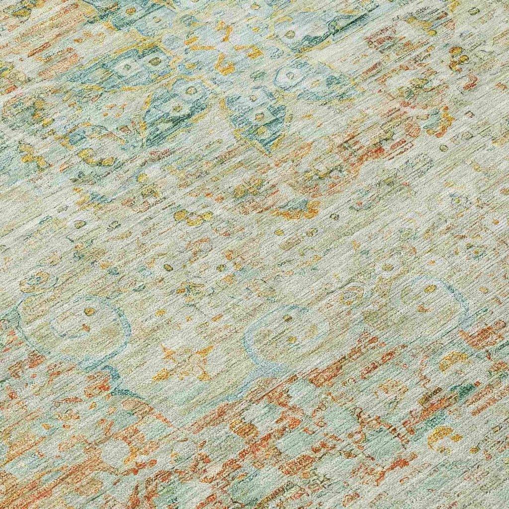 LOOMLAN Rugs Rosantha Green Washable Indoor-Outdoor Rug