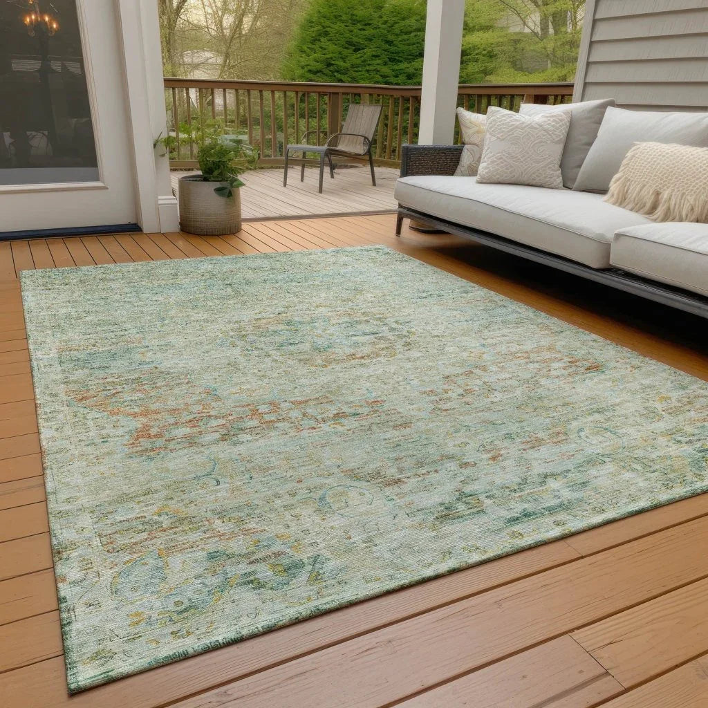 LOOMLAN Rugs Rosantha Green Washable Indoor-Outdoor Rug
