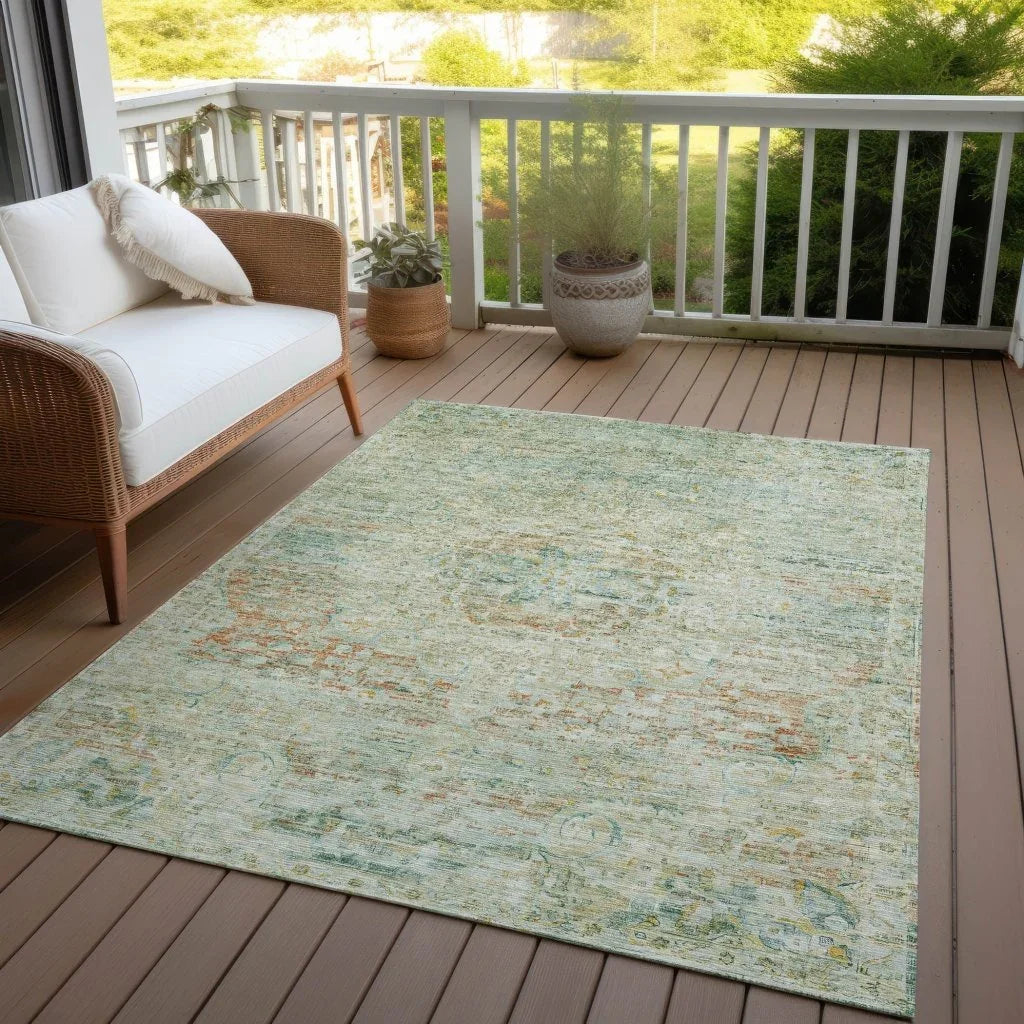 LOOMLAN Rugs Rosantha Green Washable Indoor-Outdoor Rug