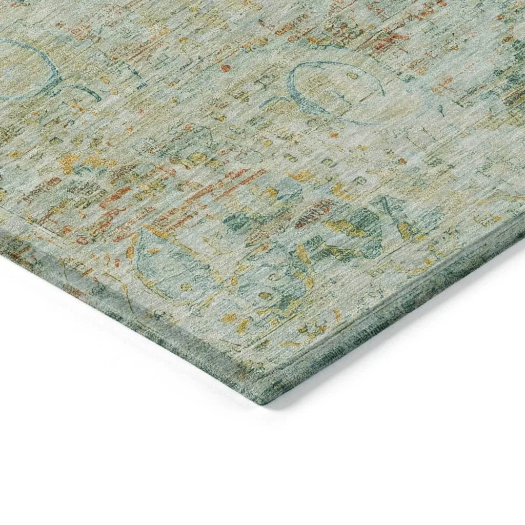 LOOMLAN Rugs Rosantha Green Washable Indoor-Outdoor Rug
